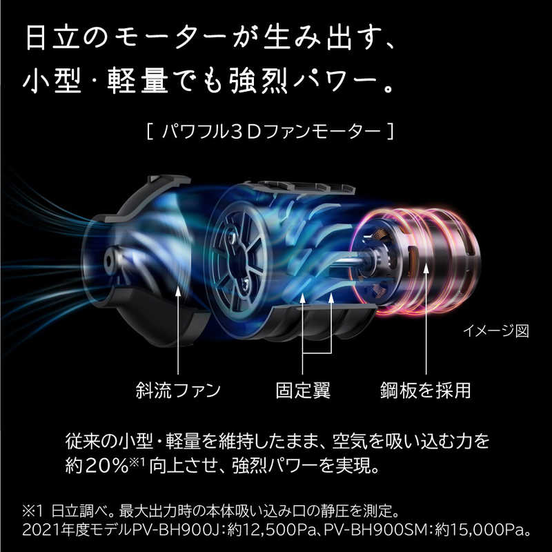日立　HITACHI 日立　HITACHI スティック型掃除機 ［サイクロン式 /コードレス］ サテンブラック PV-BH900SM-K PV-BH900SM-K