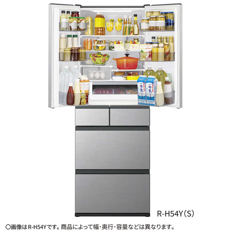 日立　HITACHI 日立　HITACHI 冷蔵庫 6ドア 540L フレンチドア(観音開き) Hタイプ 真ん中冷凍室 幅65cm ライトシルバー R-H54Y-S R-H54Y-S
