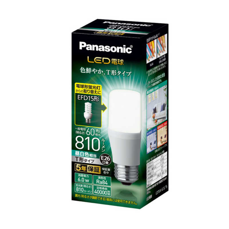 パナソニック　Panasonic パナソニック　Panasonic LED電球 ホワイト [E26/昼白色/60W相当/T形] LDT6N-G/S/T6 LDT6N-G/S/T6