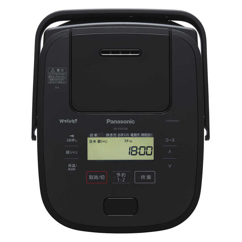 パナソニック　Panasonic パナソニック　Panasonic 炊飯器 5.5合 Wおどり炊き ブラック 可変圧力スチームIH SR-VSA100-K SR-VSA100-K