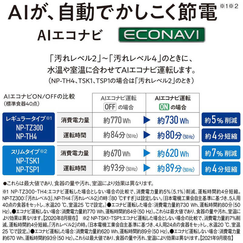 パナソニック Panasonic 食器洗い乾燥機 ホワイト NP-TSP1-W の通販 | カテゴリ：冷蔵庫・キッチン家電 | パナソニック  Panasonic | パナソニック 家電通販のコジマネット - 全品代引き手数料無料
