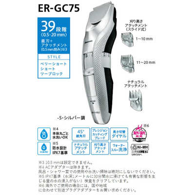 パナソニック　Panasonic ヘアカッター ER-GC75-Sシルバｰ調