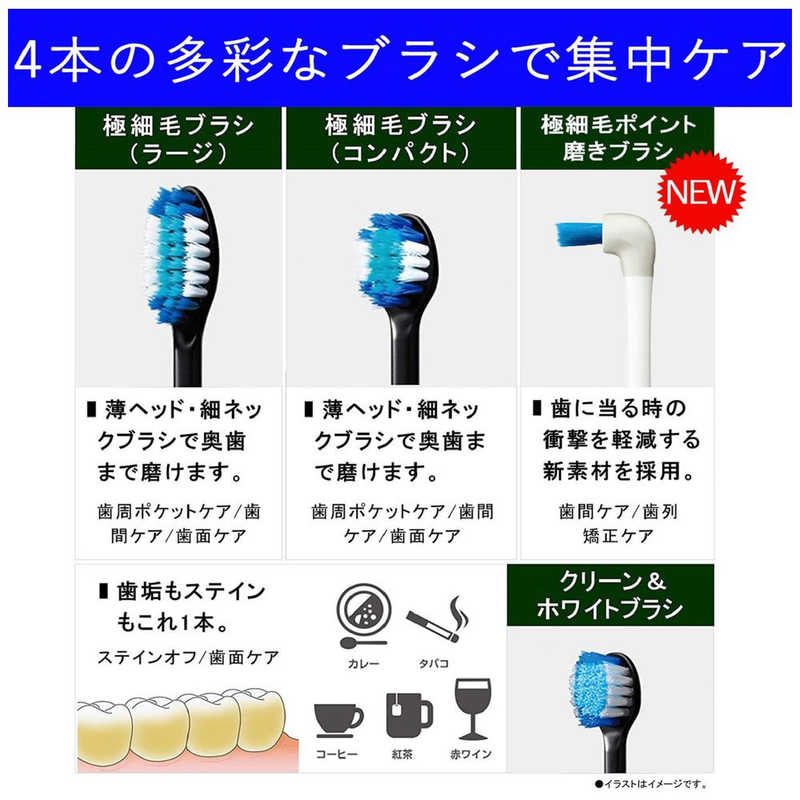 メーカー再生品】 2本入 パナソニック コンパクト 黒 Panasonic EW0800-K 極細毛ブラシ ドルツ