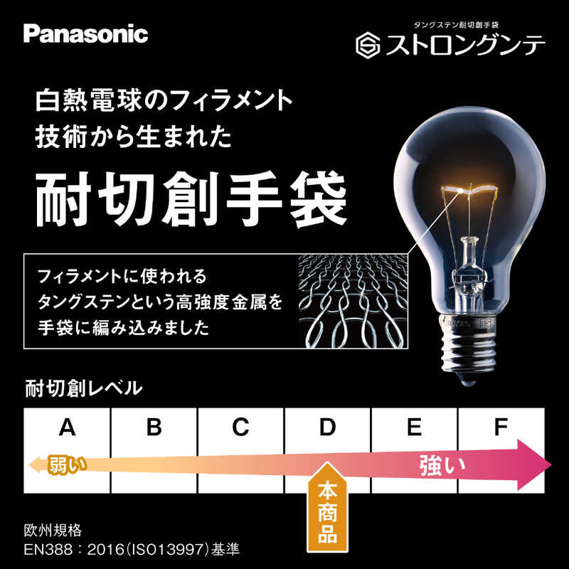 パナソニック　Panasonic パナソニック　Panasonic タングステン耐切創手袋「小さめシリーズ」 ブラック WKTG4CK WKTG4CK
