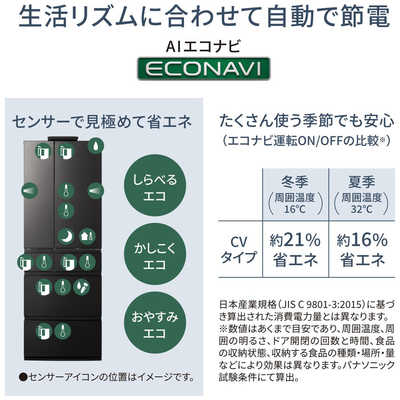 パナソニック Panasonic 冷蔵庫 6ドア 525L フレンチドア(観音開き) CV