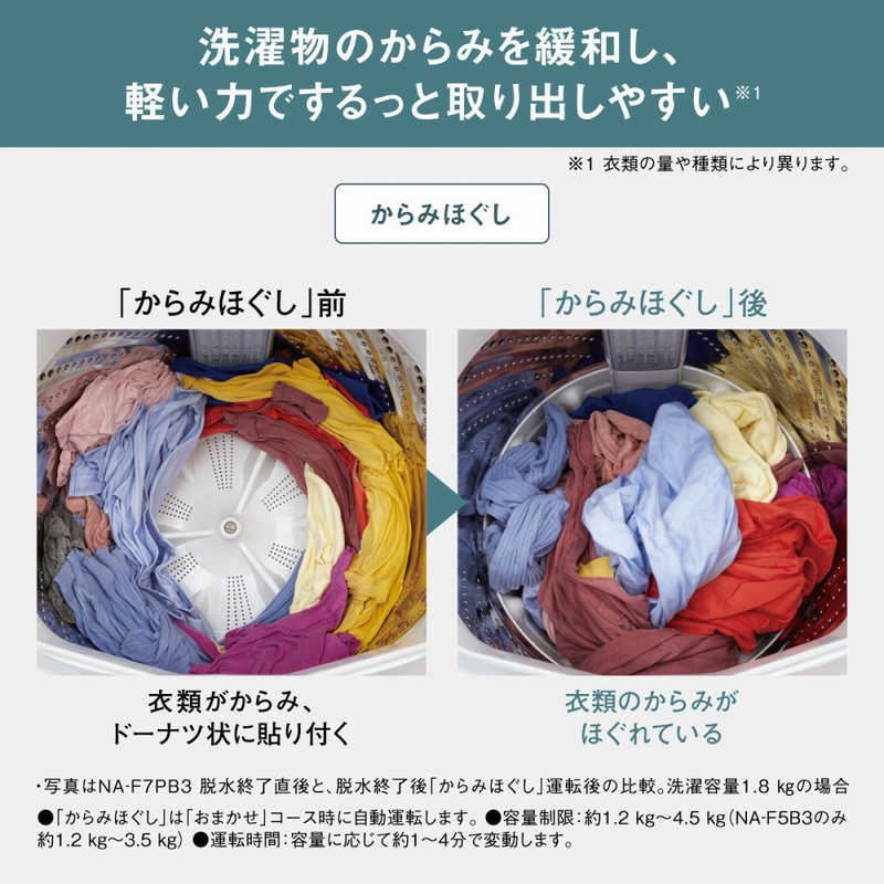 パナソニック　Panasonic パナソニック　Panasonic 全自動洗濯機 Fシリーズ 洗濯5.0kg ライトグレー NA-F5B3-H NA-F5B3-H