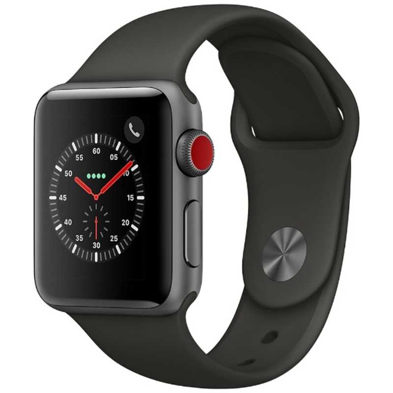アップル アップル Apple Watch Series 3(GPS+Cellularモデル) 38mm MR2Y2J/A スペｰスグレイアルミニウムケｰスとグレイスポｰツバンド  MR2Y2J/A スペｰスグレイアルミニウムケｰスとグレイスポｰツバンド 