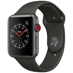 アップル Apple Watch Series 3（GPS + Cellularモデル） 42mm スペースグレイアルミニウムケースとグレイスポーツバンド　MR302J/A MR302JA