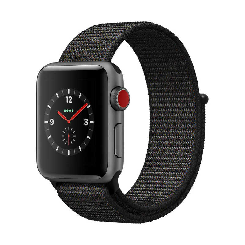 アップル アップル Apple Watch Series 3（GPS + Cellularモデル）- 38mmスペースグレイアルミニウムケースとブラックスポーツループ　MRQG2J/A MRQG2JA MRQG2JA