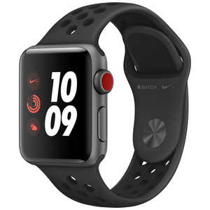 アップル Apple Watch Nike+ Series 3(GPS + Cellularモデル) MTGQ2JA 38mmスペｰスグレイアルミニウムケｰスとアンスラサイト/ブラックNikeスポｰツバンド