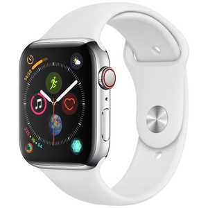 アップル Apple Watch Series 4（GPS + Cellularモデル）- 44mm ステンレススチールケースとホワイトスポーツバンド MTX02JA