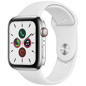 アップル Apple Watch Series 5(GPS + Cellularモデル)- 44mmステンレススチｰルケｰスとホワイトスポｰツバンド - S/M & M/L MWWF2JA