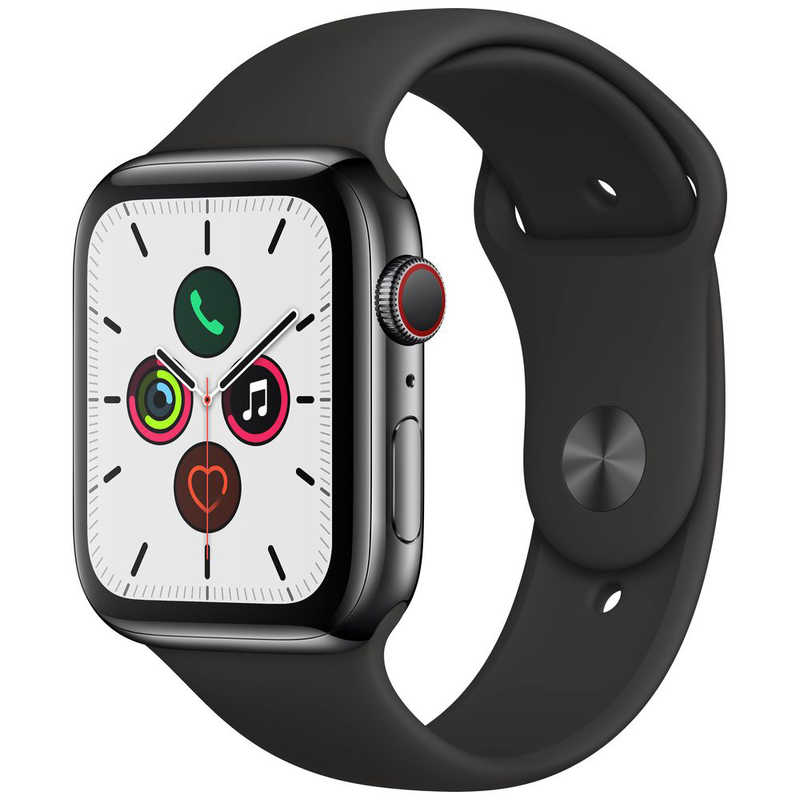 アップル アップル Apple Watch Series 5(GPS + Cellularモデル)- 44mmスペースブラックステンレススチールケースとブラックスポーツバンド - S/M & M/L MWWK2JA MWWK2JA