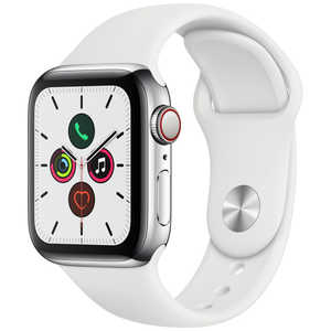 アップル Apple Watch Series 5(GPS + Cellularモデル)- 40mmステンレススチｰルケｰスとホワイトスポｰツバンド - S/M & M/L MWX42JA