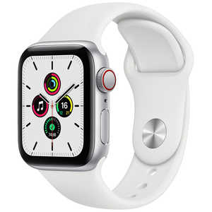 アップル Apple Watch SE(GPS + Cellularモデル) 40mmシルバｰアルミニウムケｰスとホワイトスポｰツバンド レギュラｰ MYEF2J/A