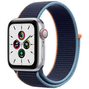 アップル アップルウォッチ Apple Watch SE (GPS + Cellularモデル) 40mmシルバーアルミニウムケースとディープネイビースポーツループ MYEG2J/A