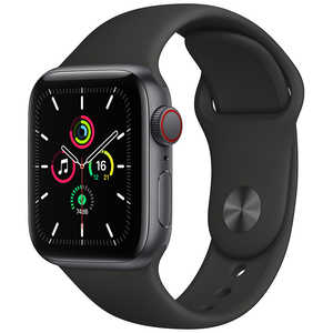 アップル アップルウォッチ Apple Watch SE (GPS + Cellularモデル) 40mmスペースグレイアルミニウムケースとブラックスポーツバンド レギュラー MYEK2J/A 