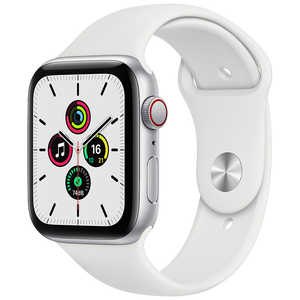 アップル アップルウォッチ Apple Watch SE (GPS+Cellularモデル) 44mmシルバーアルミニウムケースとホワイトスポーツバンド レギュラー MYEV2J/A 