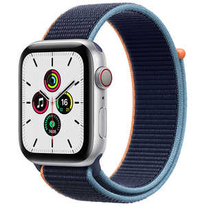 アップル アップルウォッチ Apple Watch SE (GPS + Cellularモデル) 44mmシルバーアルミニウムケースとディープネイビースポーツループ MYEW2J/A