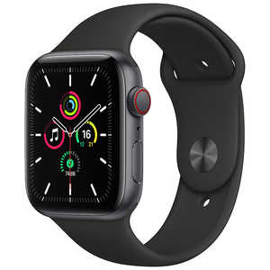 アップル アップルウォッチ Apple Watch SE (GPS + Cellularモデル) 44mmスペースグレイアルミニウムケースとブラックスポーツバンド レギュラー MYF02J/A