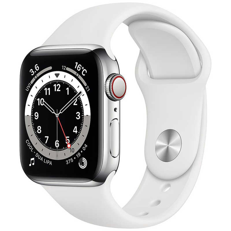 アップル アップル アップルウォッチ Apple Watch Series 6 (GPS+Cellularモデル) 40mm シルバーステンレススチールケースとホワイトスポーツバンド[レギュラー] M06T3J/A 40mm シルバーステンレススチールケースとホワイトスポーツバンド[レギュラー] M06T3J/A