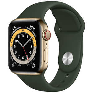 アップル アップルウォッチ Apple Watch Series 6 (GPS+Cellularモデル) 40mmゴールドステンレススチールケースとキプロスグリーンスポーツバンド レギュラー M06V3J/A