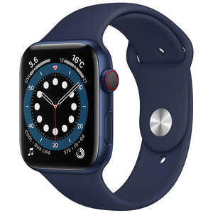 アップル アップルウォッチ Apple Watch Series 6(GPS + Cellularモデル) 44mmブルｰアルミニウムケｰスとディｰプネイビｰスポｰツバンド レギュラｰ M09A3J/A