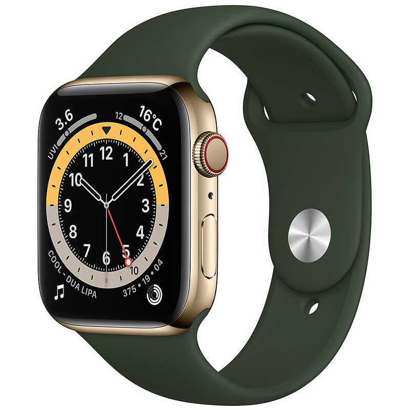 アップル アップル アップルウォッチ Apple Watch Series 6 (GPS+Cellularモデル) 44mmゴｰルドステンレススチｰルケｰスとキプロスグリｰンスポｰツバンド レギュラｰ M09F3J/A 44mmゴｰルドステンレススチｰルケｰスとキプロスグリｰンスポｰツバンド レギュラｰ M09F3J/A