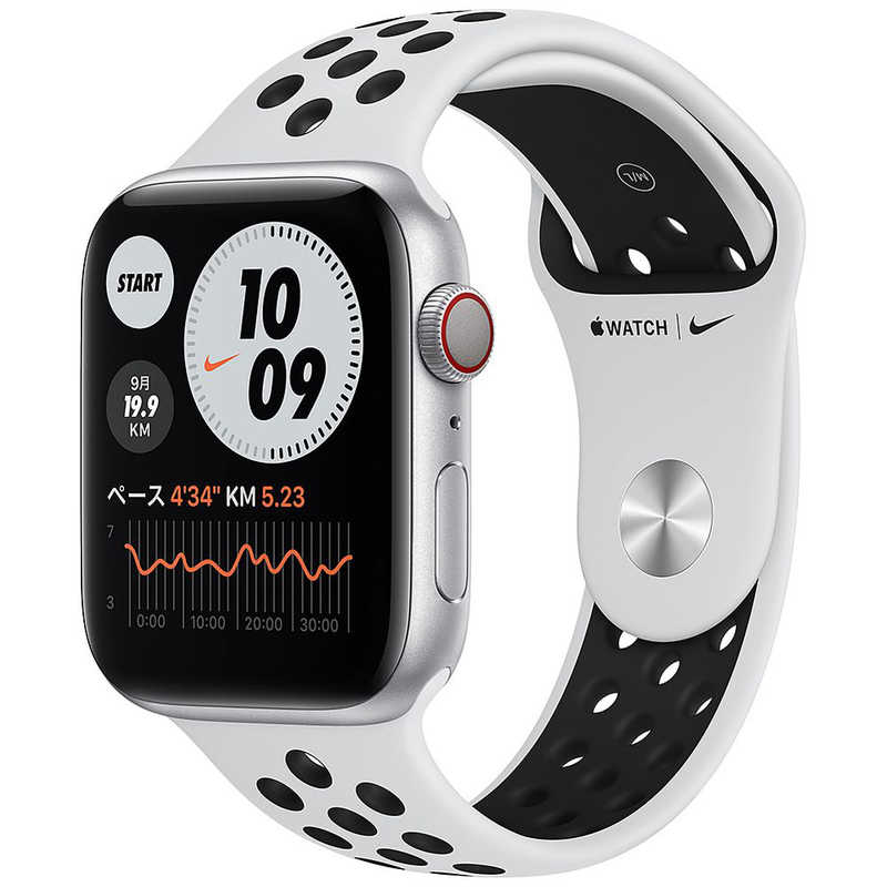 アップル アップル アップルウォッチ Apple Watch Nike Series 6 (GPS+Cellularモデル) 44mmシルバーアルミニウムケースとピュアプラチナム/ブラックNikeスポーツバンド - レギュラー シルバーアルミニウム M09W3J/A 44mmシルバーアルミニウムケースとピュアプラチナム/ブラックNikeスポーツバンド - レギュラー シルバーアルミニウム M09W3J/A