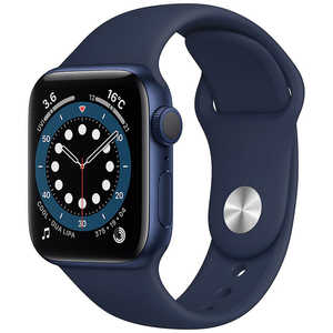 アップル アップルウォッチ Apple Watch Series 6 (GPSモデル) 40mmブルーアルミニウムケースとディープネイビースポーツバンド - レギュラー MG143J/A