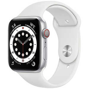 アップル アップルウォッチ Apple Watch Series 6(GPS + Cellularモデル) 44mmシルバｰアルミニウムケｰスとホワイトスポｰツバンド レギュラｰ MG2C3J/A