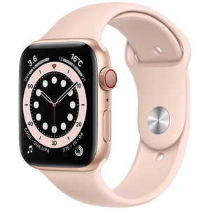 アップル アップルウォッチ Apple Watch Series 6 (GPS + Cellularモデル) 44mmゴールドアルミニウムケースとピンクサンドスポーツバンド レギュラー MG2D3J/A 