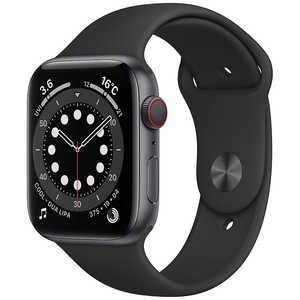 アップル アップルウォッチ Apple Watch Series 6(GPS + Cellularモデル) 44mmスペースグレイアルミニウムケースとブラックスポーツバンド - レギュラー スペースグレイアルミニウム MG2E3J/A