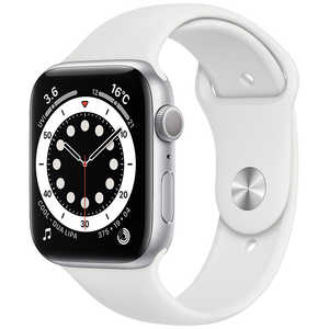 アップル アップルウォッチ Apple Watch Series 6 (GPSモデル) 44mmシルバーアルミニウムケースとホワイトスポーツバンド レギュラー M00D3J/A 【2022年5月30日(月) 8時59分まで！お得なセール開催中！】