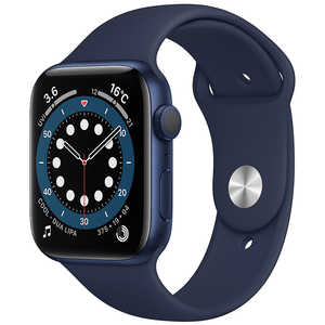 アップル アップルウォッチ Apple Watch Series 6 (GPSモデル) 44mmブルーアルミニウムケースとディープネイビースポーツバンド レギュラー M00J3J/A