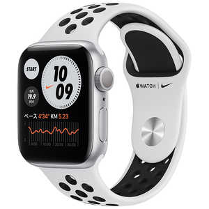 アップル Apple Watch Nike Series 6(GPSモデル) 40mmシルバｰアルミニウムケｰスとピュアプラチナム/ブラックNikeスポｰツバンド レギュラｰ M00T3J/A