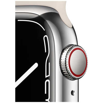 アップル Apple Watch Series 7（GPS+Cellularモデル）  41mmシルバーステンレススチールケースとスターライトスポーツバンド - レギュラー MKHW3J/A