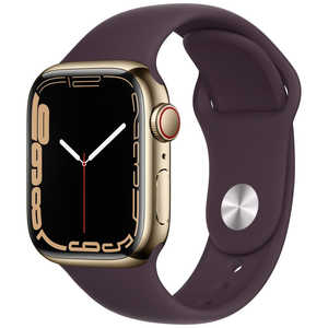 アップル Apple Watch Series 7（GPS+Cellularモデル）- 41mmゴールドステンレススチールケースとダークチェリースポーツバンド - レギュラー MKHY3JA