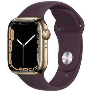 アップル Apple Watch Series 7（GPS+Cellularモデル）- 41mmゴールドステンレススチールケースとダークチェリースポーツバンド - レギュラー MKHY3J/A