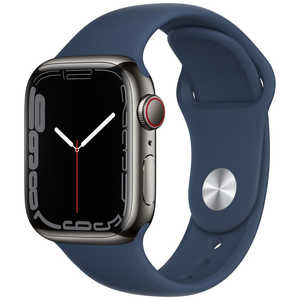 アップル Apple Watch Series 7（GPS+Cellularモデル） 41mmグラファイトステンレススチールケースとアビスブルースポーツバンド - レギュラー MKJ13J/A