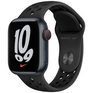 アップル アップルウォッチ Apple Watch Nike Series 7(GPS+Cellularモデル) 41mm ミッドナイトアルミニウムケースとアンスラサイト/ブラックNikeスポーツバンド[レギュラー] MKJ43J/A