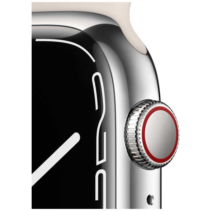アップル Apple Watch Series 7（GPS+Cellularモデル）-  45mmシルバーステンレススチールケースとスターライトスポーツバンド - レギュラー MKJV3J/A