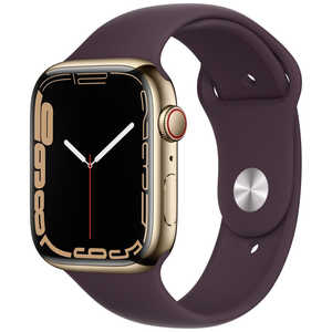 アップル Apple Watch Series 7（GPS+Cellularモデル）- 45mmゴールドステンレススチールケースとダークチェリースポーツバンド - レギュラー MKJX3JA