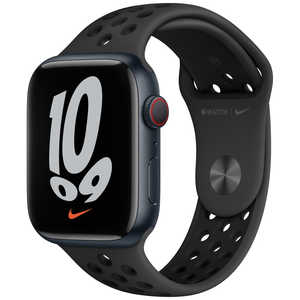 アップル Apple Watch Nike Series 7（GPS+Cellularモデル） 45mmミッドナイトアルミニウムケースとアンスラサイト/ブラックNikeスポーツバンド - レギュラー  MKL53J/A