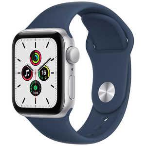 アップル Apple Watch SE（第1世代：GPSモデル） 40mmシルバーアルミニウムケースとアビスブルースポーツバンド シルバーアルミニウム MKNY3J/A