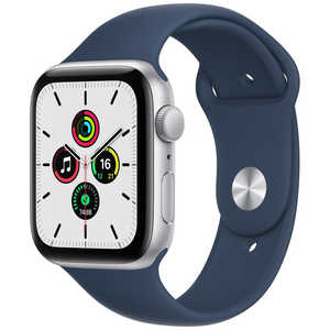 アップル Apple Watch SE（第1世代：GPSモデル） 44mmシルバーアルミニウムケースとアビスブルースポーツバンド シルバーアルミニウム MKQ43J/A