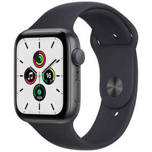 アップル アップルウォッチ Apple Watch SE(第1世代：GPSモデル) 44mmスペースグレイアルミニウムケースとミッドナイトスポーツバンド - レギュラー スペースグレイアルミニウム MKQ63J/A