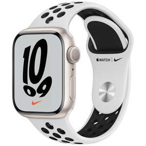 アップル Apple Watch Nike Series 7（GPSモデル）- 41mmスターライトアルミニウムケースとピュアプラチナム/ブラックNikeスポーツバンド - レギュラー MKN33JA