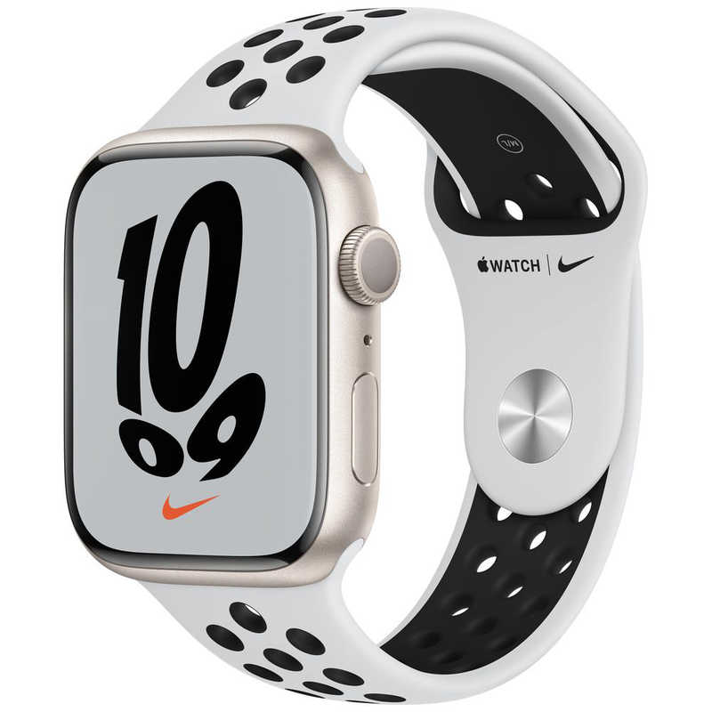 アップル アップル Apple Watch Nike Series 7（GPSモデル） 45mmスターライトアルミニウムケースとピュアプラチナム/ブラックNikeスポーツバンド - レギュラー MKNA3J/A 45mmスターライトアルミニウムケースとピュアプラチナム/ブラックNikeスポーツバンド - レギュラー MKNA3J/A