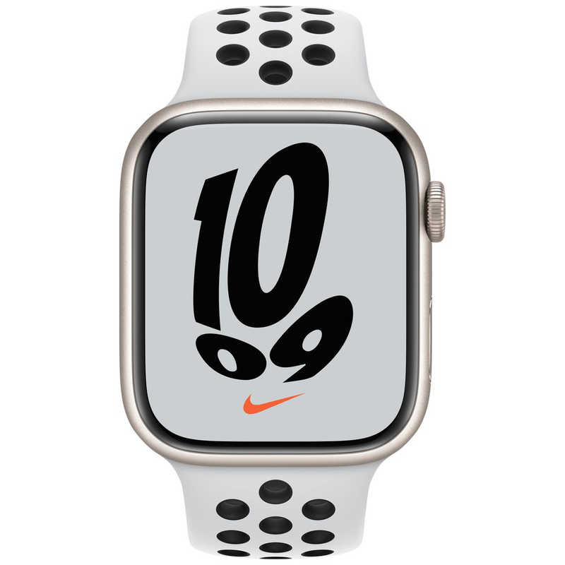 アップル アップル Apple Watch Nike Series 7（GPSモデル） 45mmスターライトアルミニウムケースとピュアプラチナム/ブラックNikeスポーツバンド - レギュラー MKNA3J/A 45mmスターライトアルミニウムケースとピュアプラチナム/ブラックNikeスポーツバンド - レギュラー MKNA3J/A